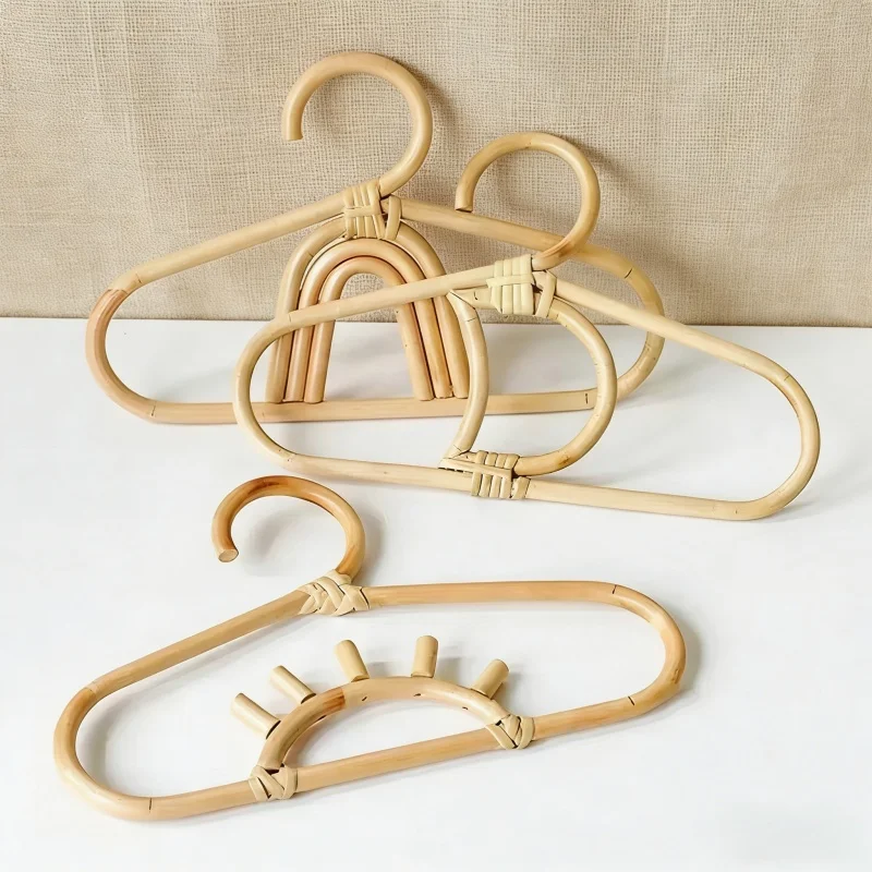 Baby Clothing Hangers - Kid Rattan Hanger Rainbow Moon Shape