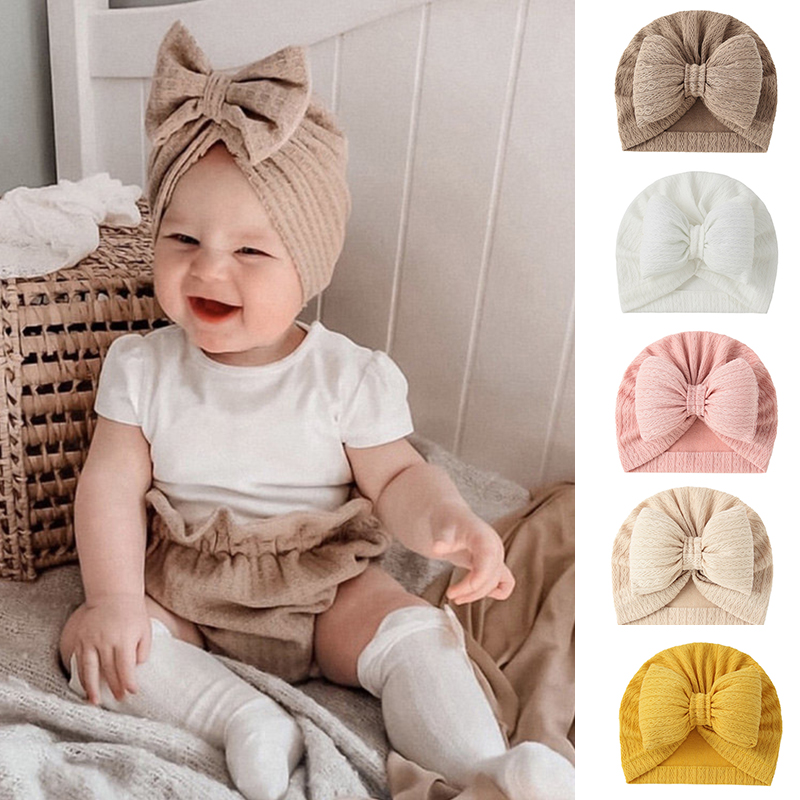 Cute Bowknot Baby Turban Hat S - Baby Hat Beanie のレビューと価格