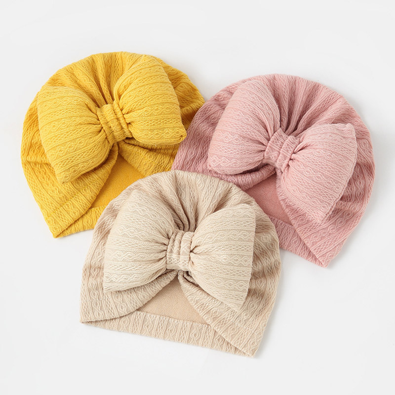 Cute Bowknot Baby Turban Hat S - Baby Hat Beanie のレビューと価格
