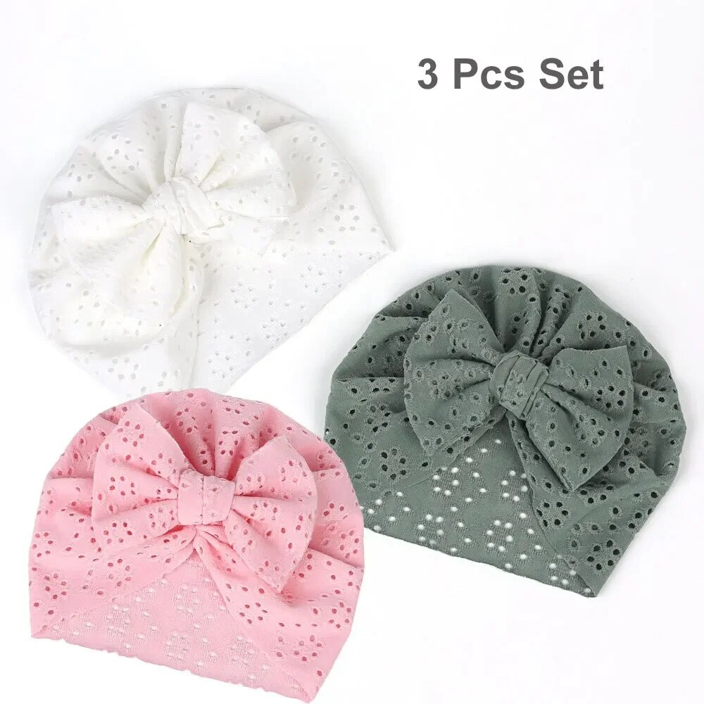 3Pcs Summer Baby Bow Turban Ha - Baby Hat Beanie のレビューと価格