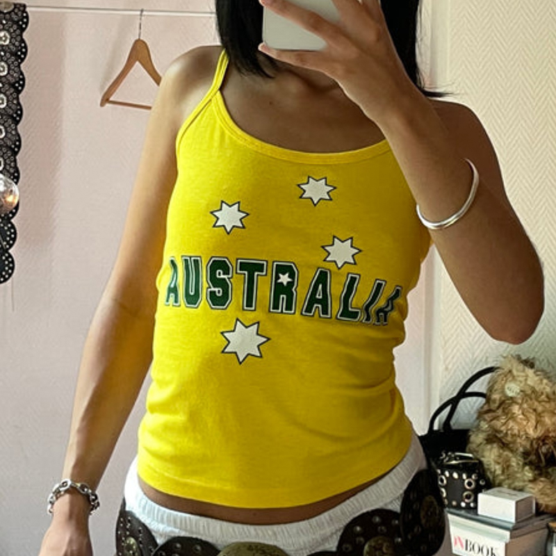 Yellow Printed Y2k Clothes Vin - Baby Yellow Clothing Women のレビューと価格