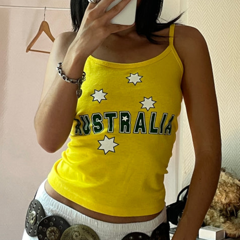 Yellow Printed Y2k Clothes Vin - Baby Yellow Clothing Women のレビューと価格