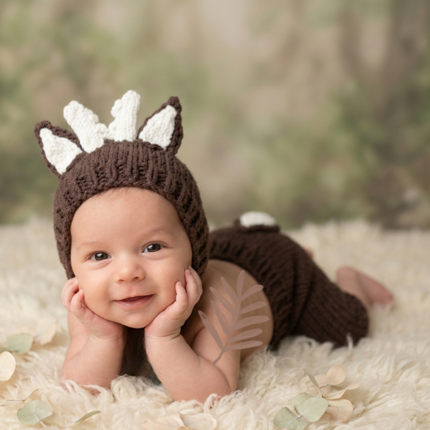 2Pcs Newborn Fawn Outfit Photo - Baby Hat Beanie のレビューと価格