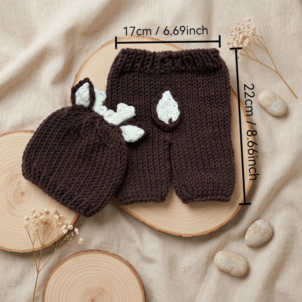 2Pcs Newborn Fawn Outfit Photo - Baby Hat Beanie のレビューと価格