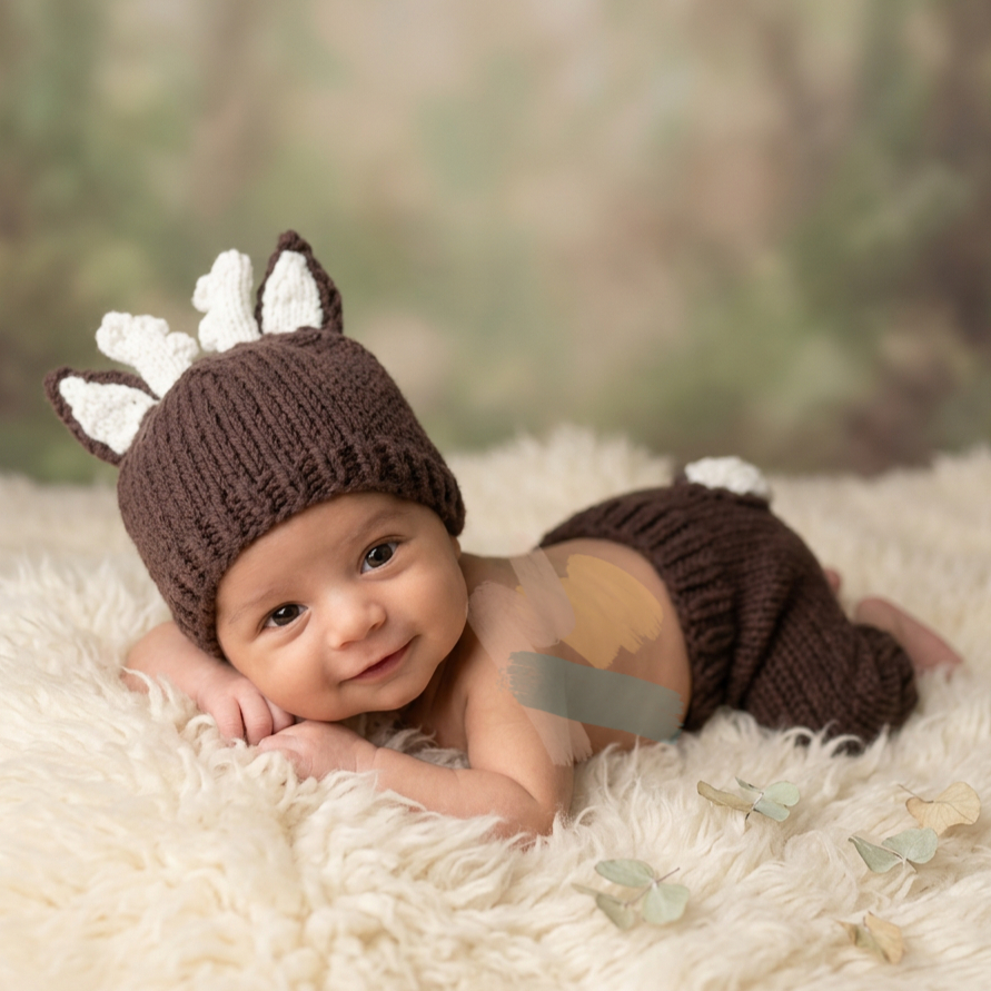 2Pcs Newborn Fawn Outfit Photo - Baby Hat Beanie のレビューと価格