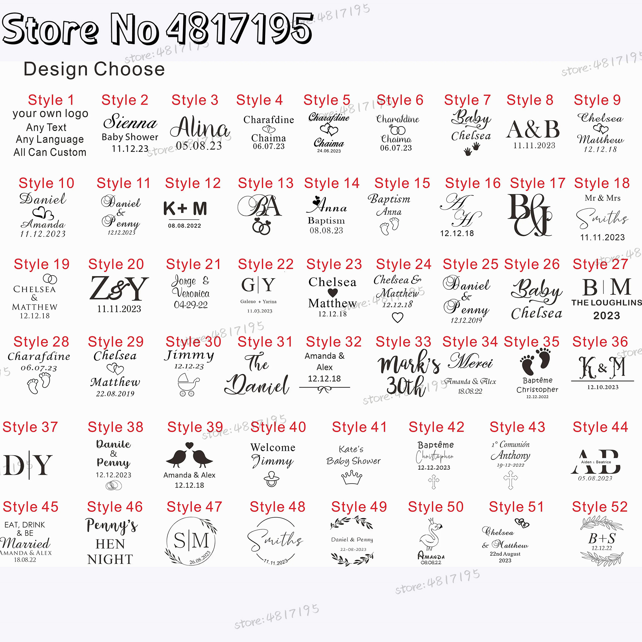 10 20 50Pcs Personalised Weddi - Baby Clothing Name のレビューと価格