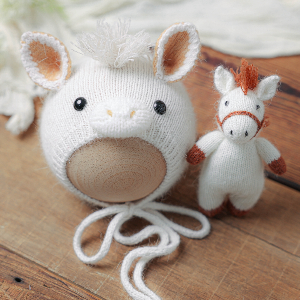 Knitted Horse Hat with Doll Ne - Baby Hat Beanie のレビューと価格