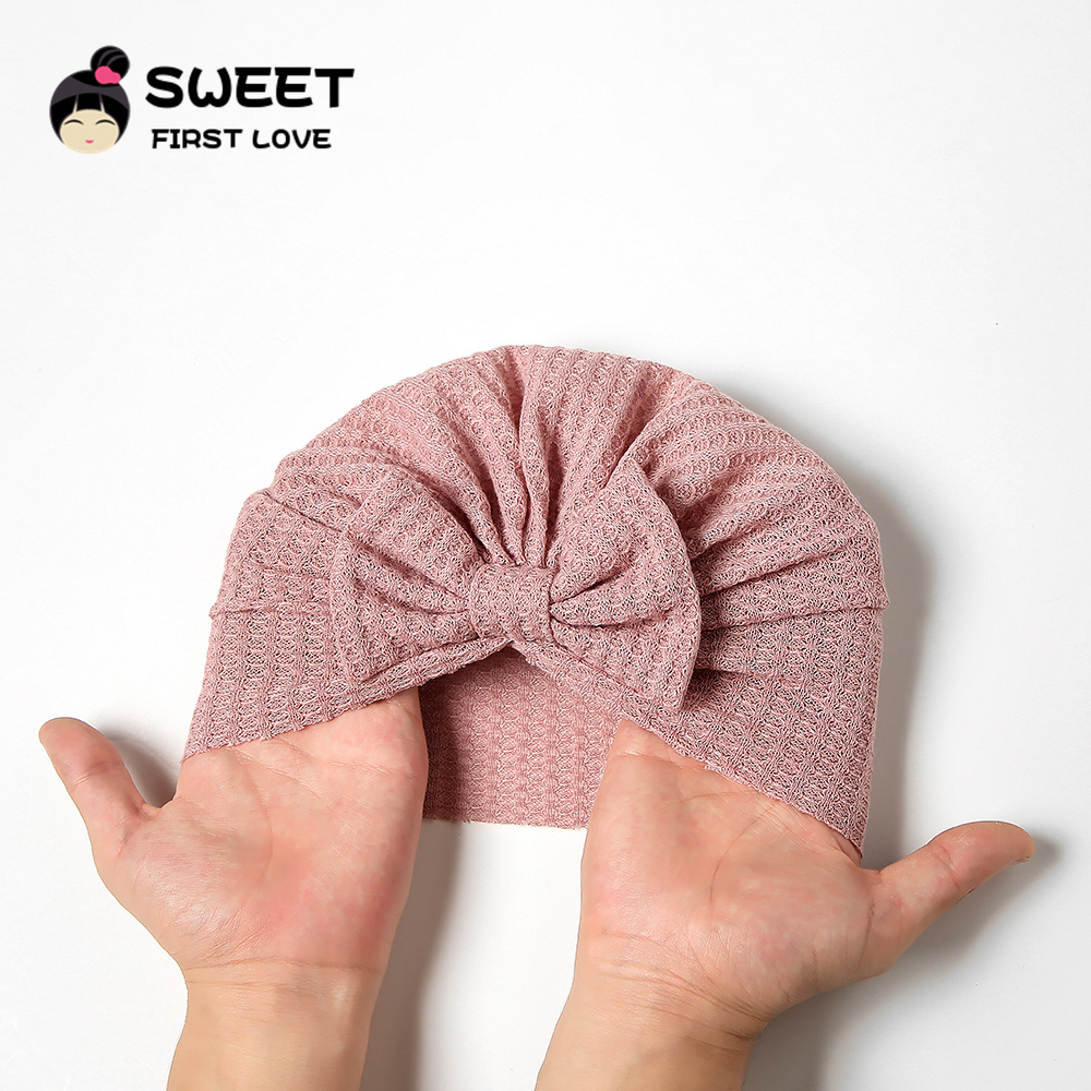 Waffle Bowknot Newborn Baby Gi - Baby Hat Beanie のレビューと価格