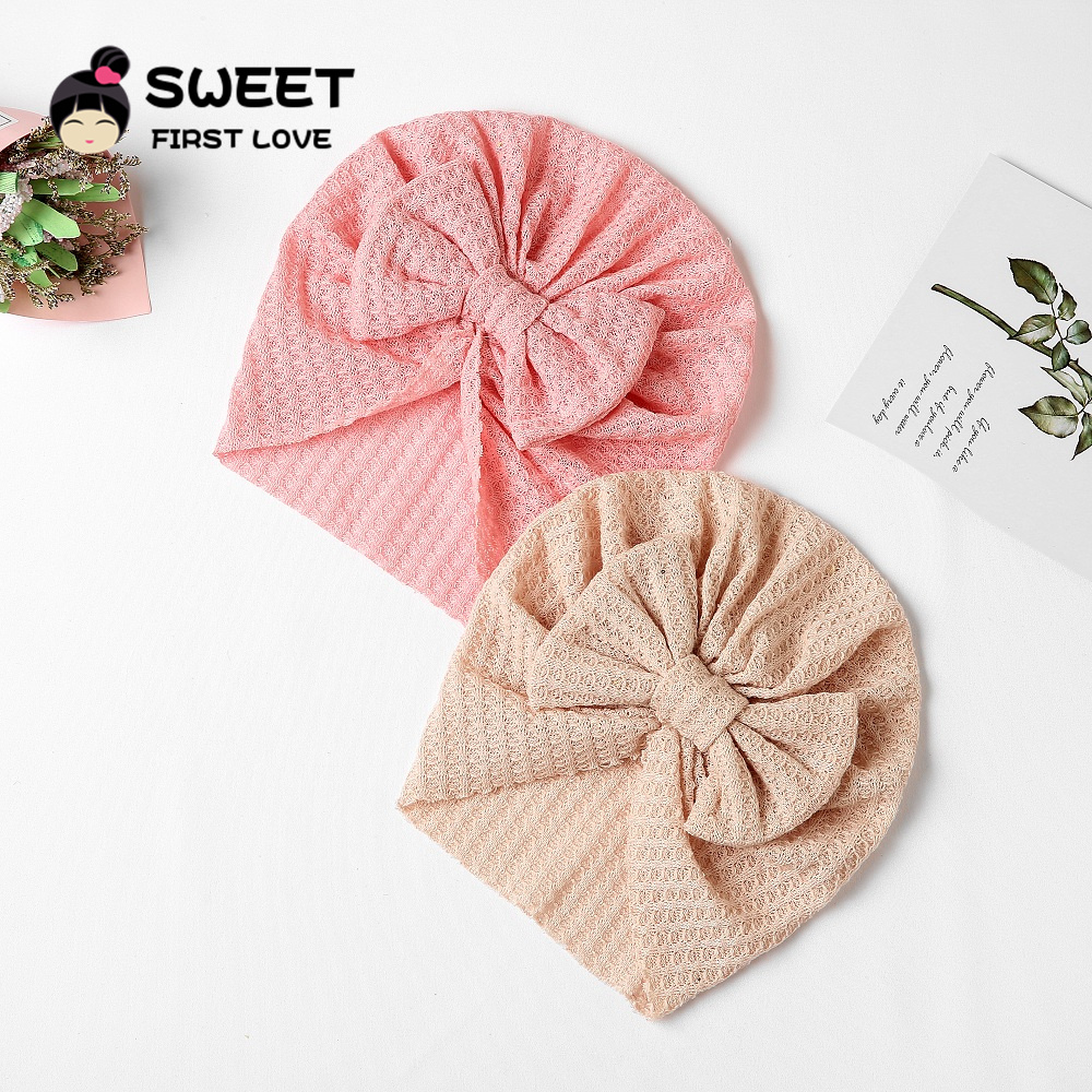 Waffle Bowknot Newborn Baby Gi - Baby Hat Beanie のレビューと価格