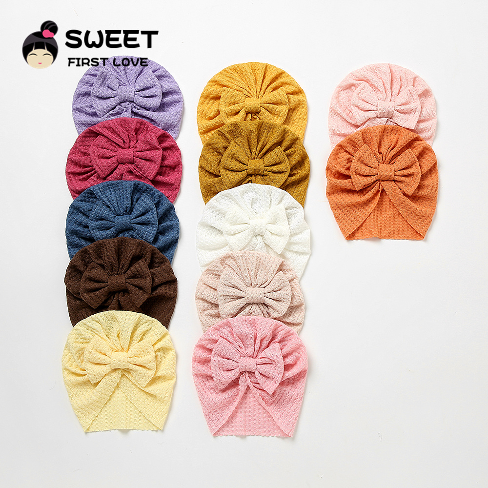 Waffle Bowknot Newborn Baby Gi - Baby Hat Beanie のレビューと価格