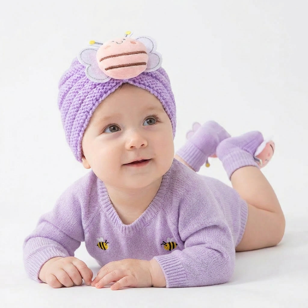 2Pcs/Set Baby Knitted Turban H - Baby Hat Beanie のレビューと価格